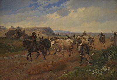 Eine Herde Ochsen in der römischen Campagna von Johan Thomas Lundbye